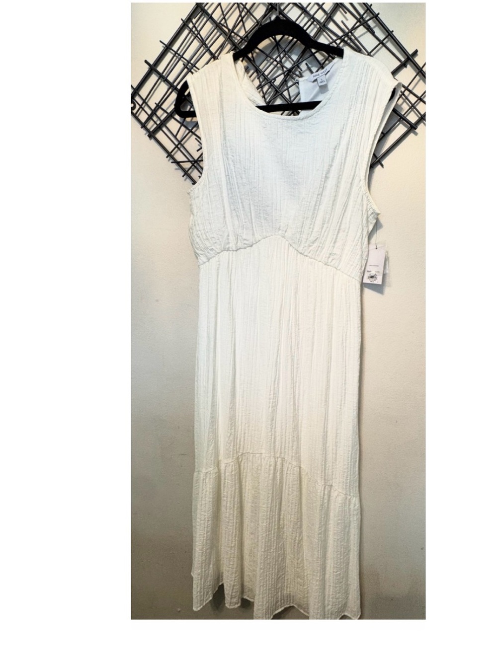 Nine West White Sleeveless Maxi Dress with Textured Panels